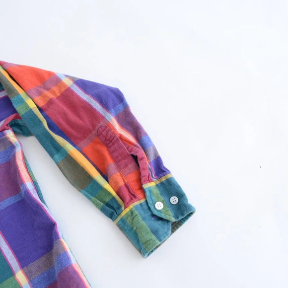 Vintage 90S Oakton Limited Teal And Red Checker Pattern Button  Down Shirt - Picture 10 of 10